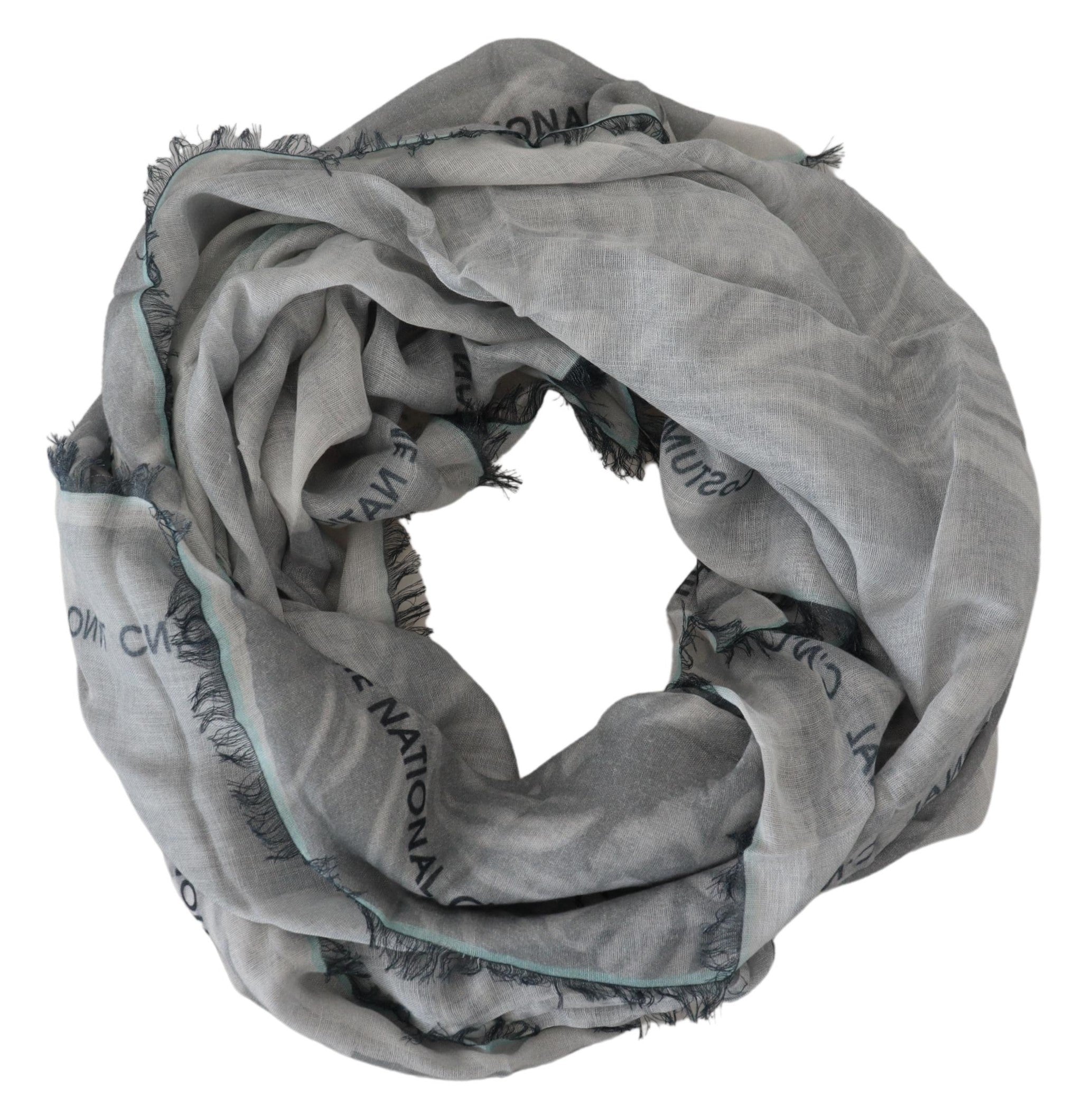 Costume National Chic Designer Grey Scarf with Fringes - ACCEXO