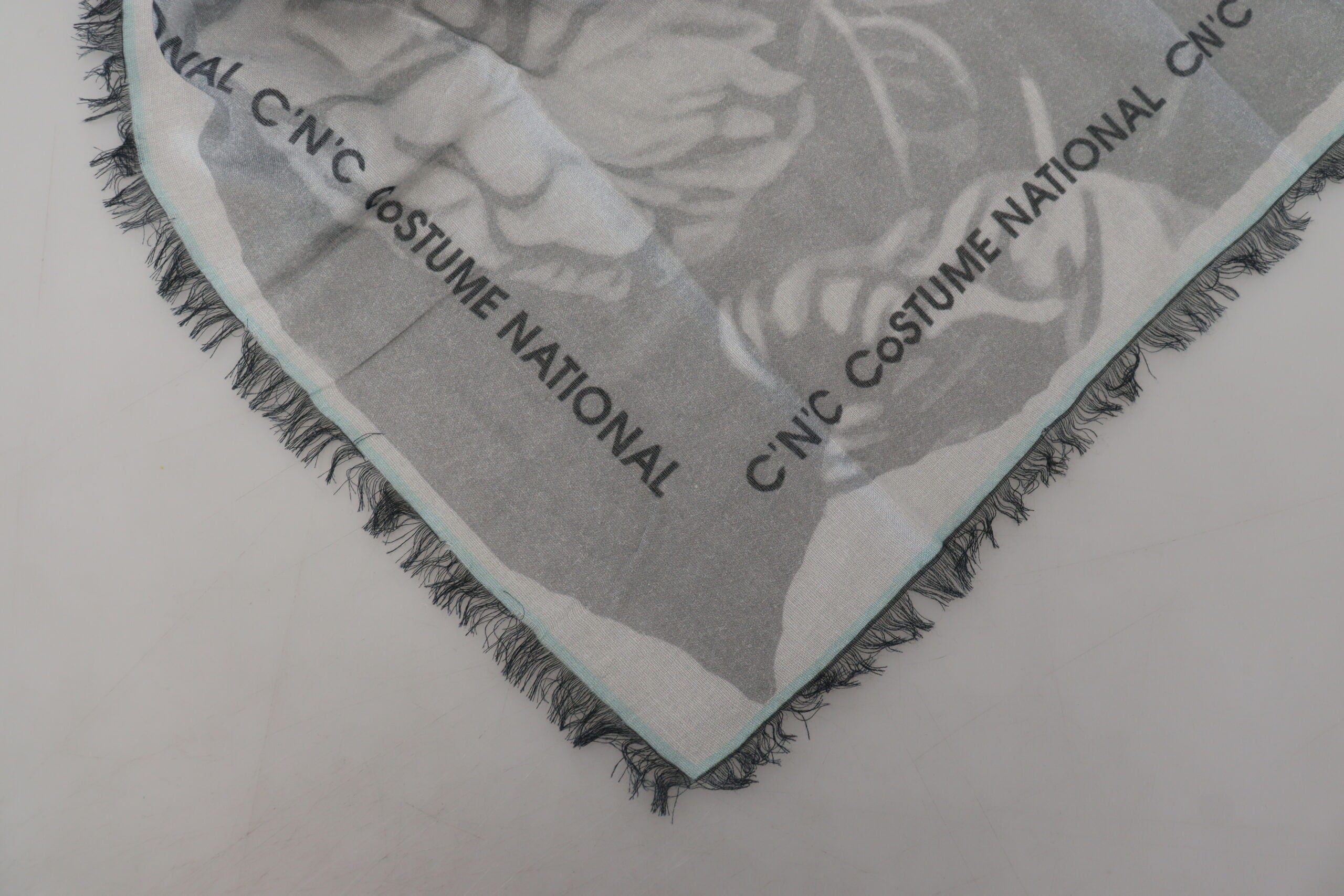 Costume National Chic Designer Grey Scarf with Fringes - ACCEXO