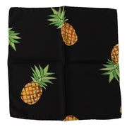 Dolce & Gabbana Black Pineapple Printed Square Handkerchief Scarf for Men