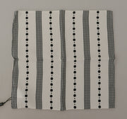 Dolce & Gabbana White Dotted Stripes Square Handkerchief Viscose Scarf for Women