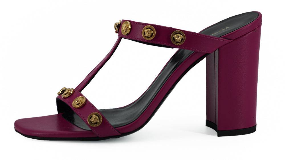 Versace Elegant Purple Calf Leather High Sandals - ACCEXO