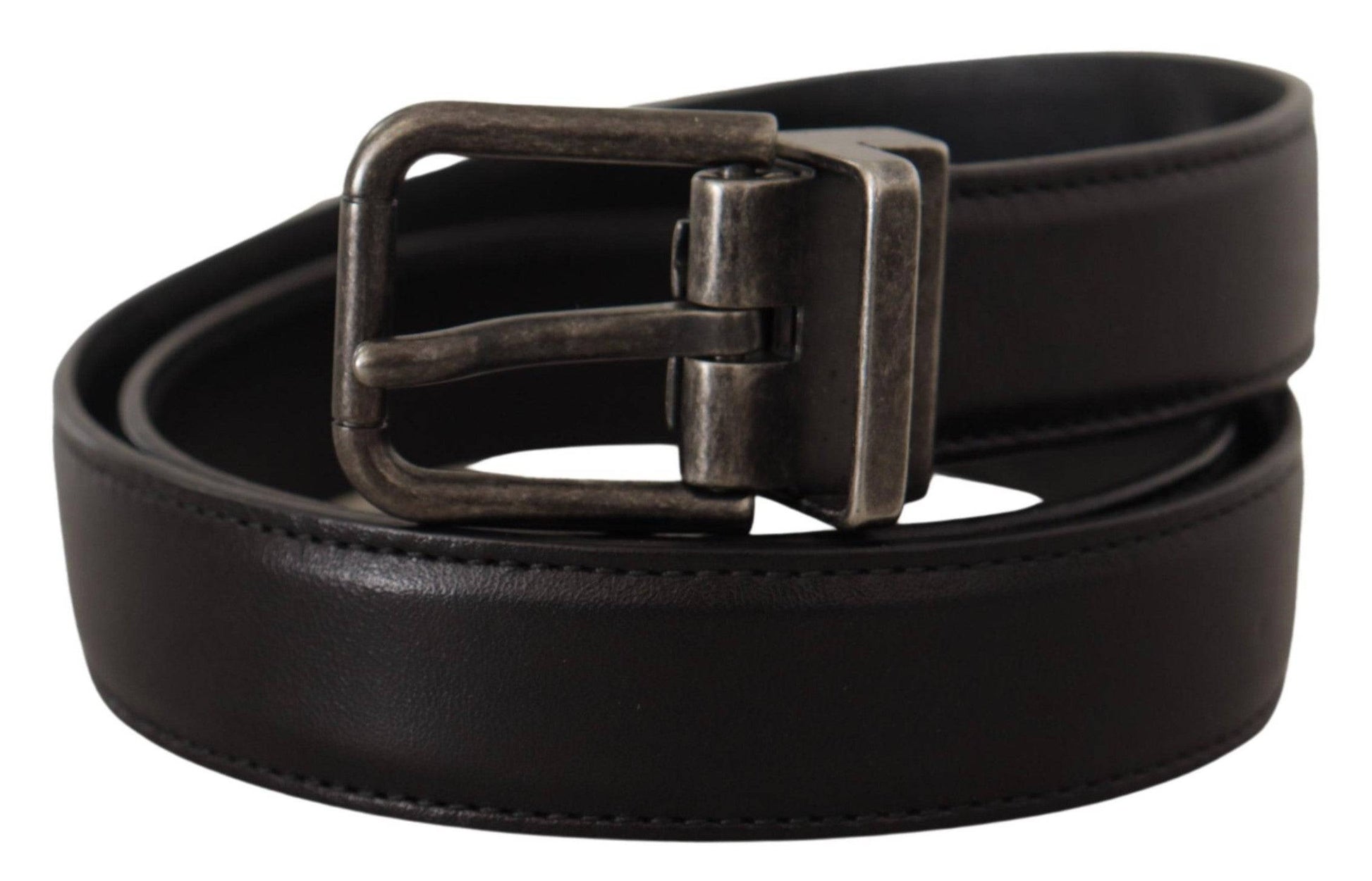 Dolce & Gabbana Elegant Black Leather Belt with Metal Buckle - ACCEXO