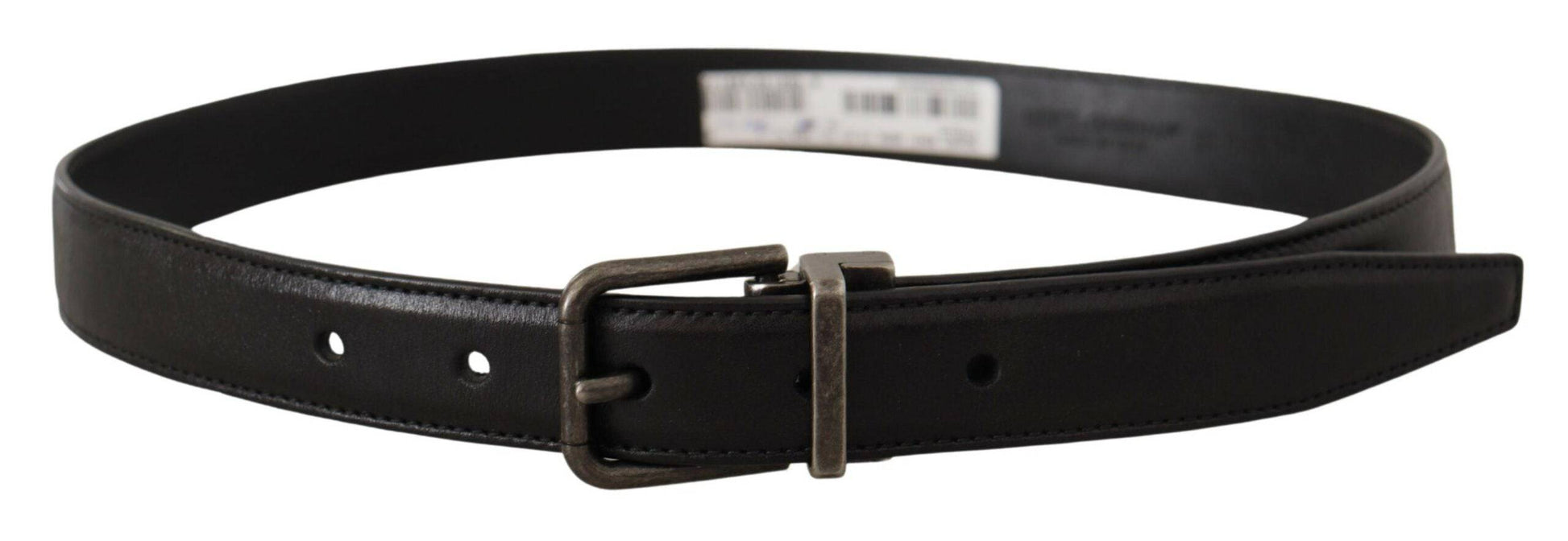 Dolce & Gabbana Elegant Black Leather Belt with Metal Buckle - ACCEXO