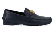 Versace Elegant Navy Blue Calf Leather Loafers - ACCEXO