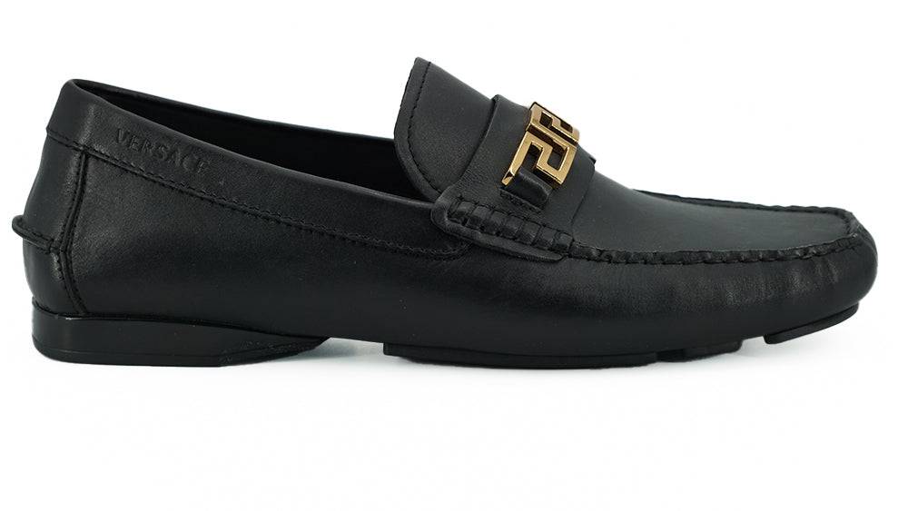 Versace Elegant Black Calf Leather Men's Loafers - ACCEXO
