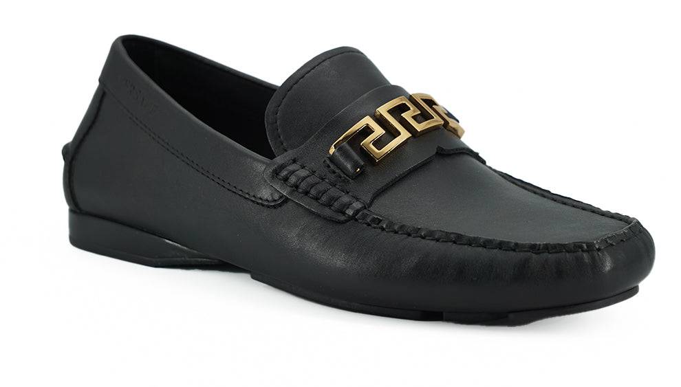 Versace Elegant Black Calf Leather Men's Loafers - ACCEXO