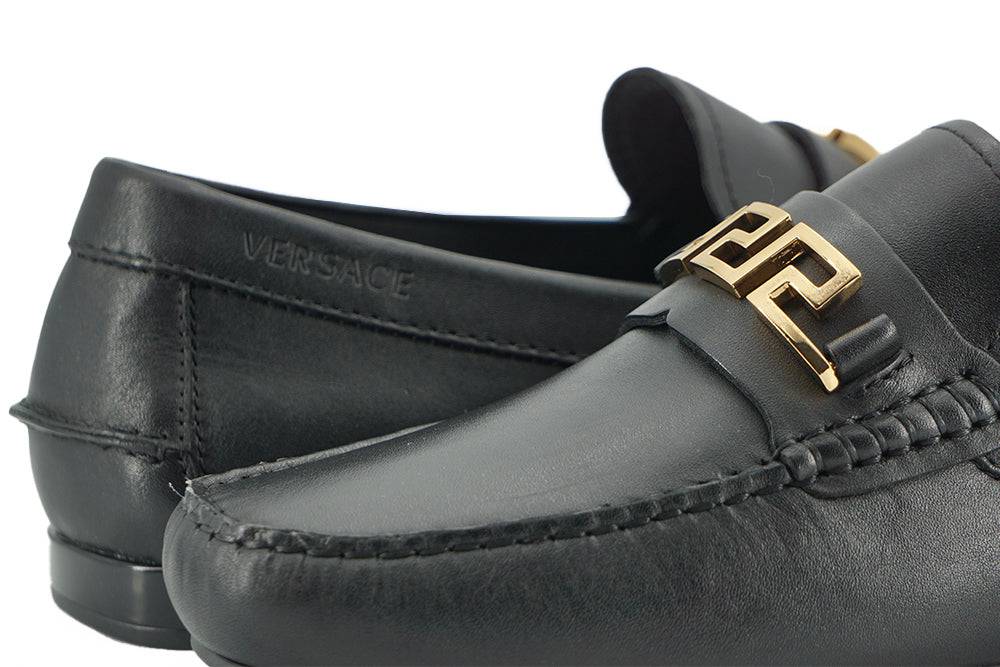 Versace Elegant Black Calf Leather Men's Loafers - ACCEXO