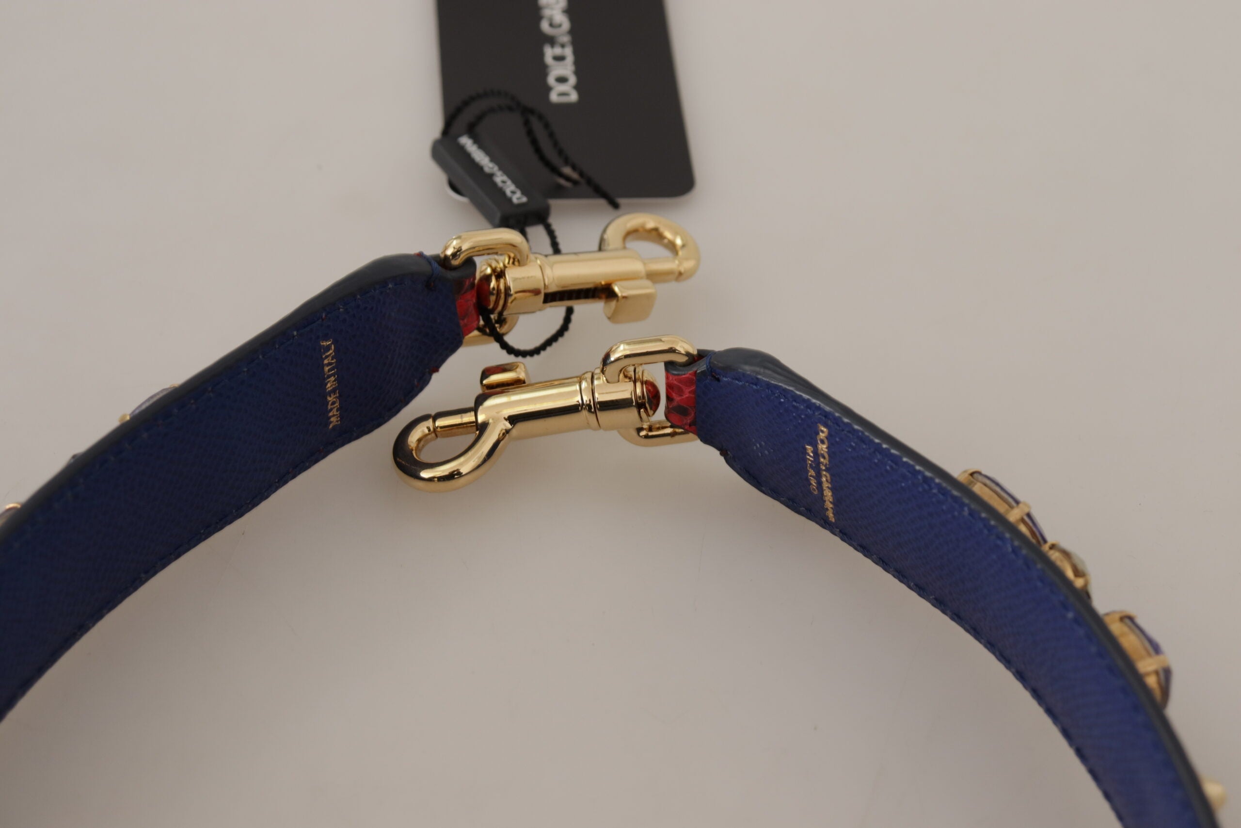 Dolce & Gabbana Red Exotic Leather Crystals Bag Shoulder Strap