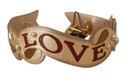 Dolce & Gabbana Gold Leather LOVE Patch Bag Shoulder Strap for Women