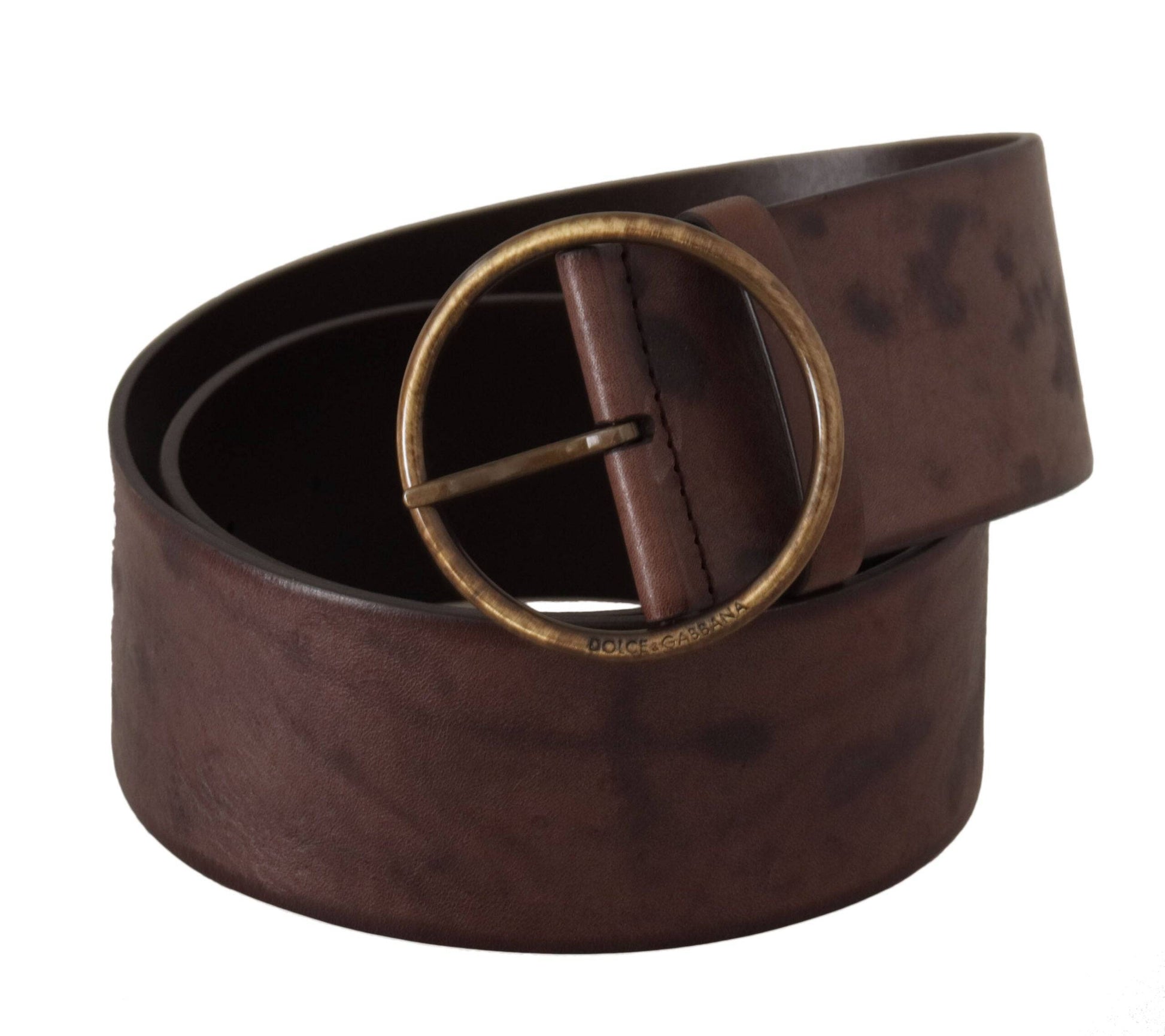 Dolce & Gabbana Elegant Dark Brown Leather Belt with Logo Buckle - ACCEXO