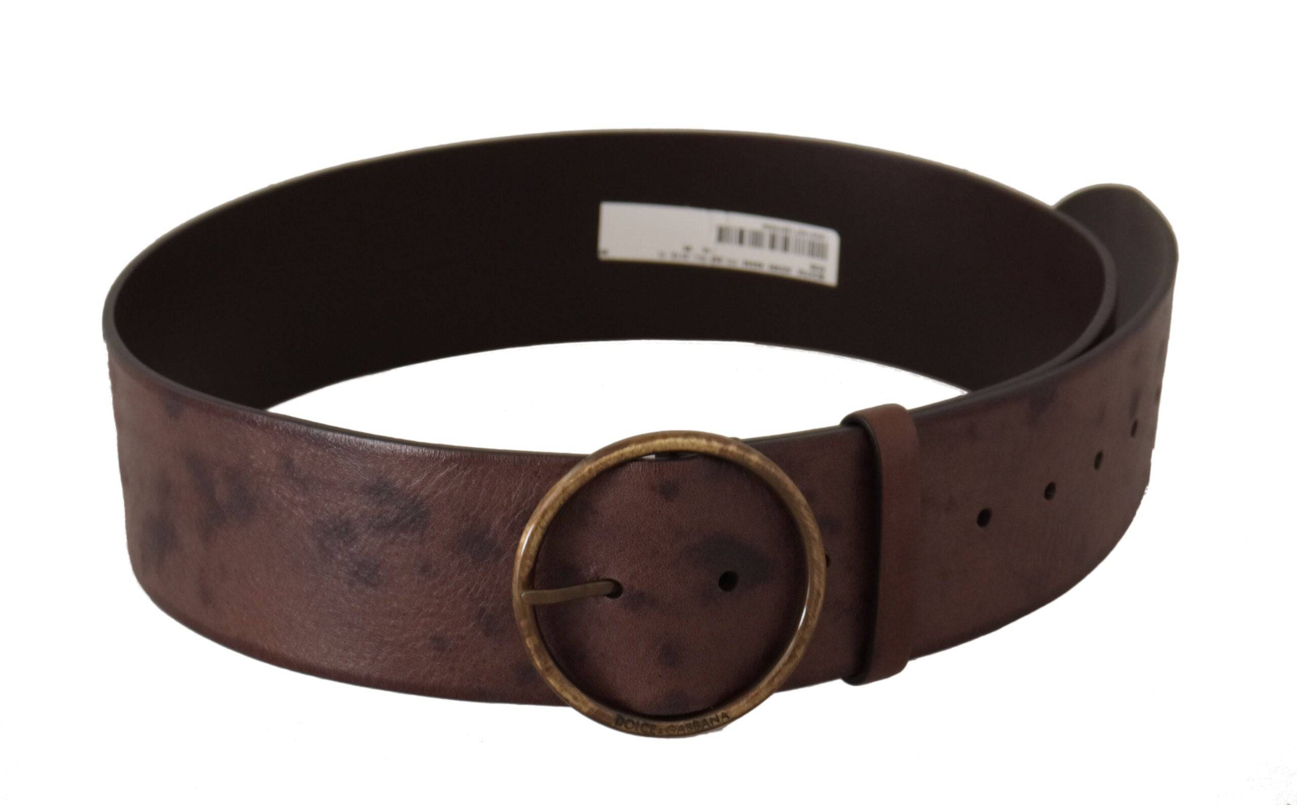 Dolce & Gabbana Elegant Dark Brown Leather Belt with Logo Buckle - ACCEXO