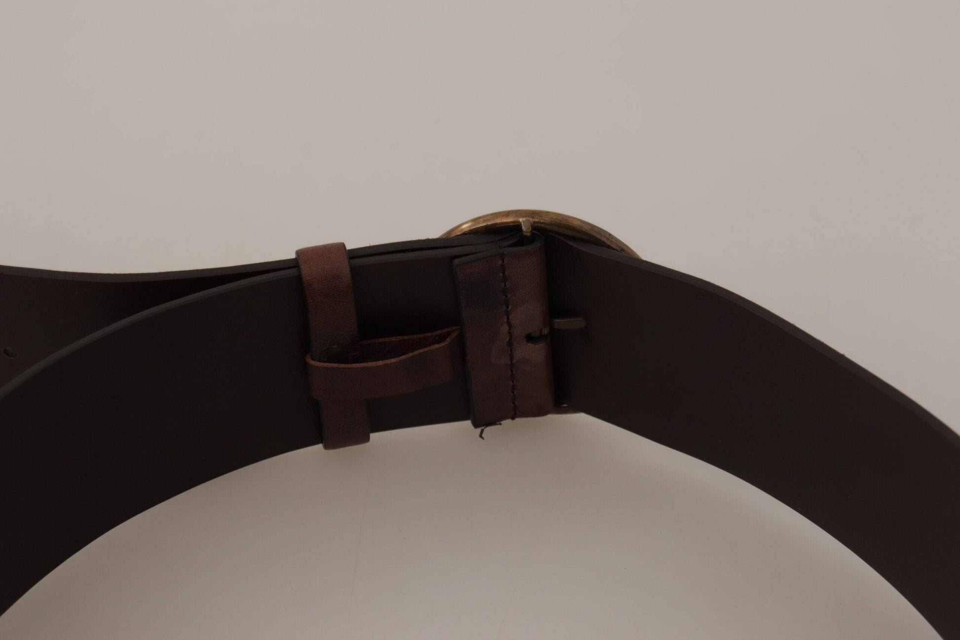Dolce & Gabbana Elegant Dark Brown Leather Belt with Logo Buckle - ACCEXO