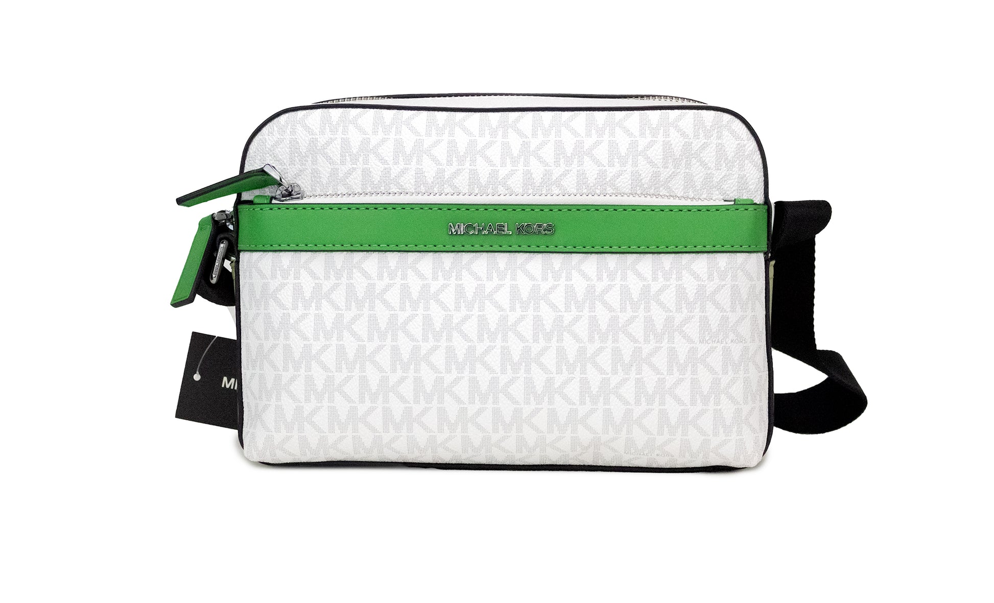 Michael Kors Cooper Small Bright White Palm Signature PVC Utility Crossbody Bag - ACCEXO