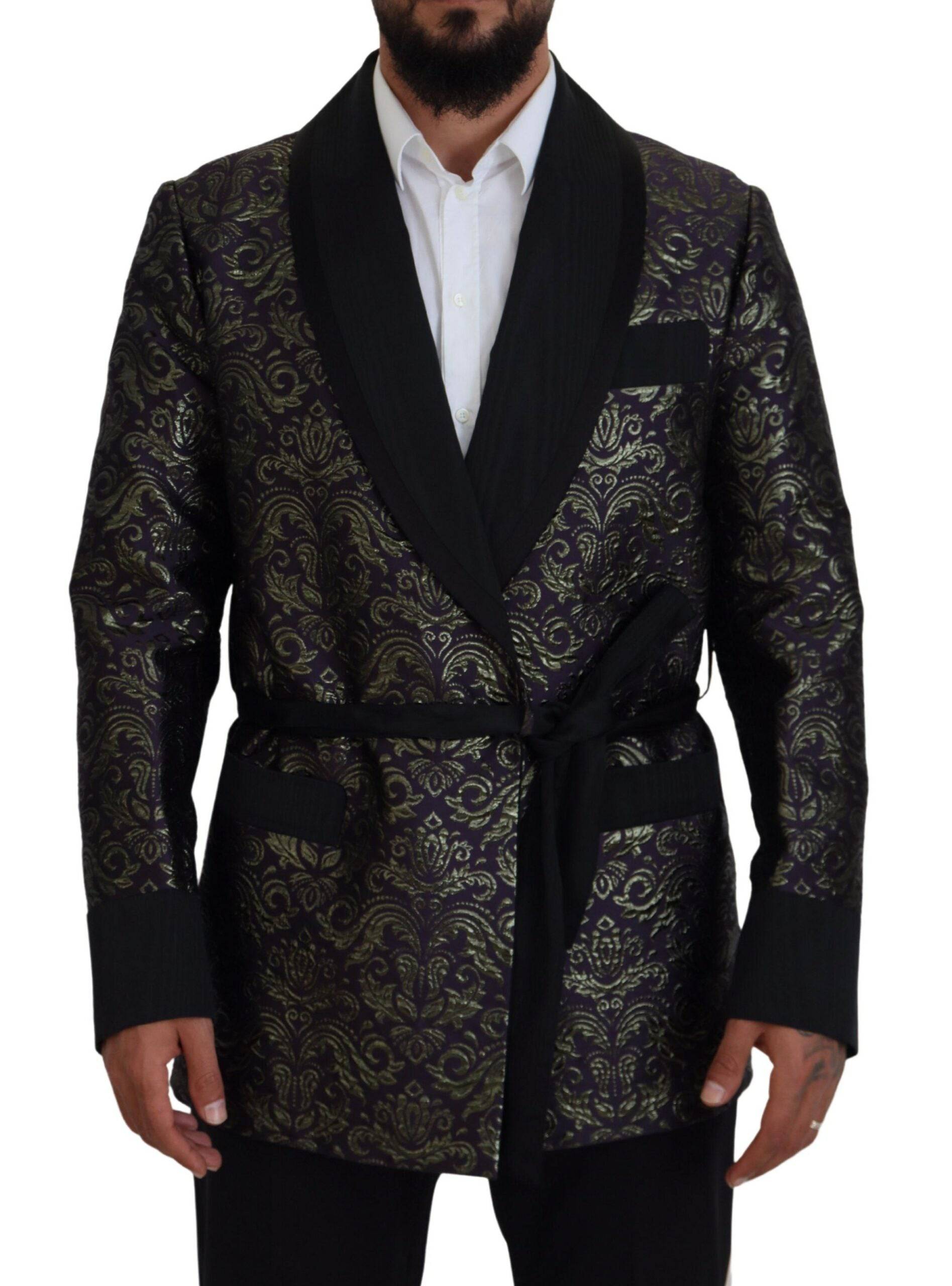 Dolce & Gabbana Gold Jacquard Robe Jacket - ACCEXO
