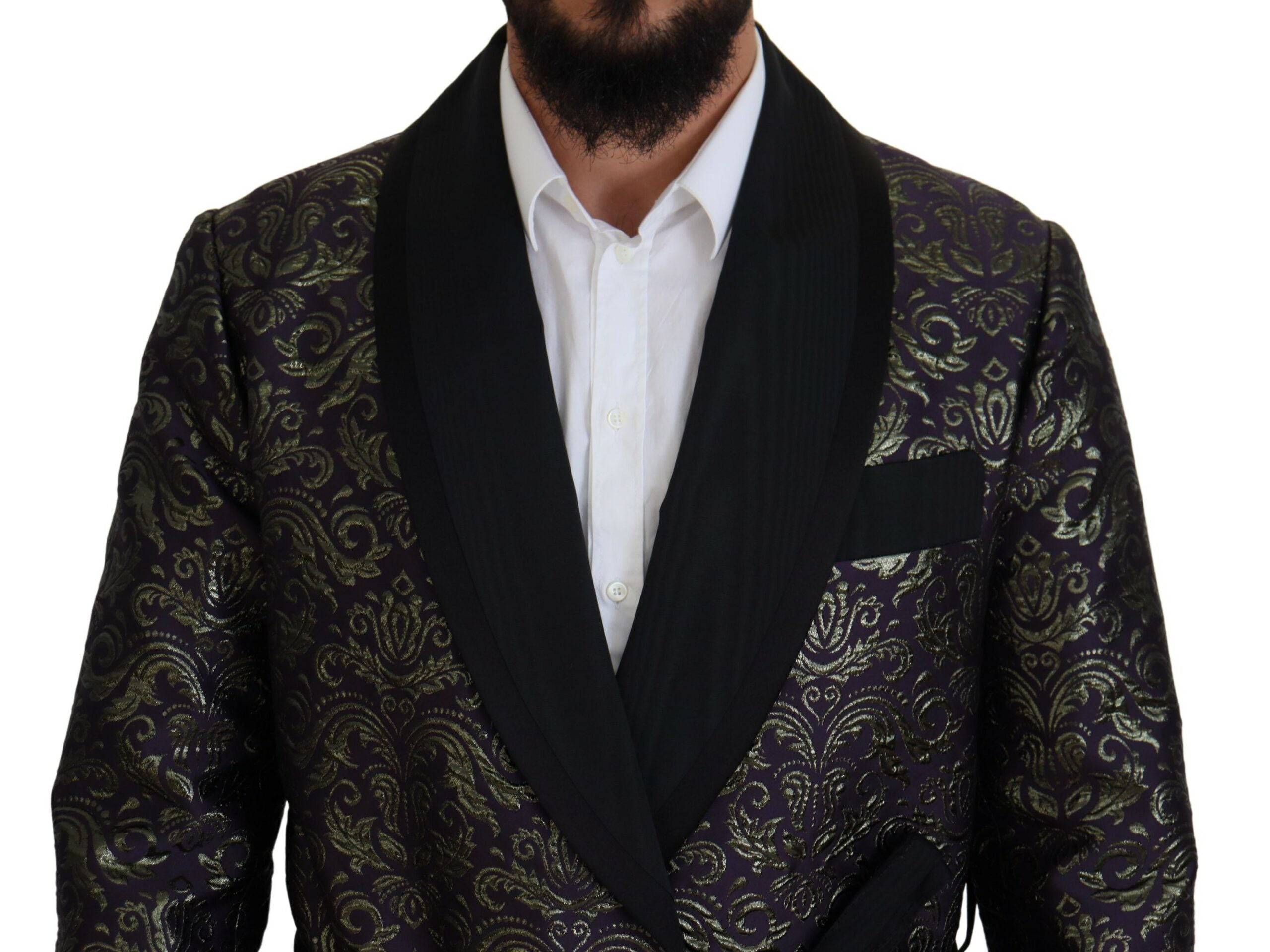 Dolce & Gabbana Gold Jacquard Robe Jacket - ACCEXO