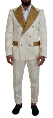 Dolce & Gabbana Elegant Off White Double Breasted Suit - ACCEXO