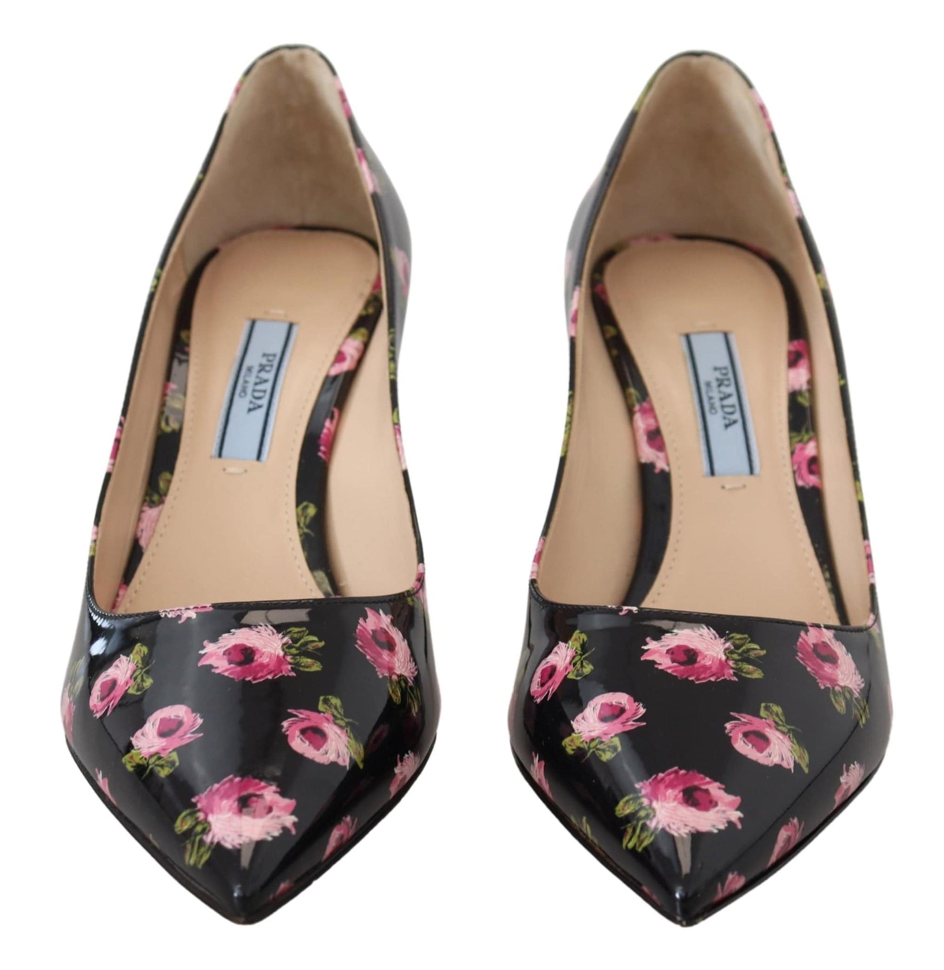 Prada Elegant Floral Print Leather Pumps - ACCEXO