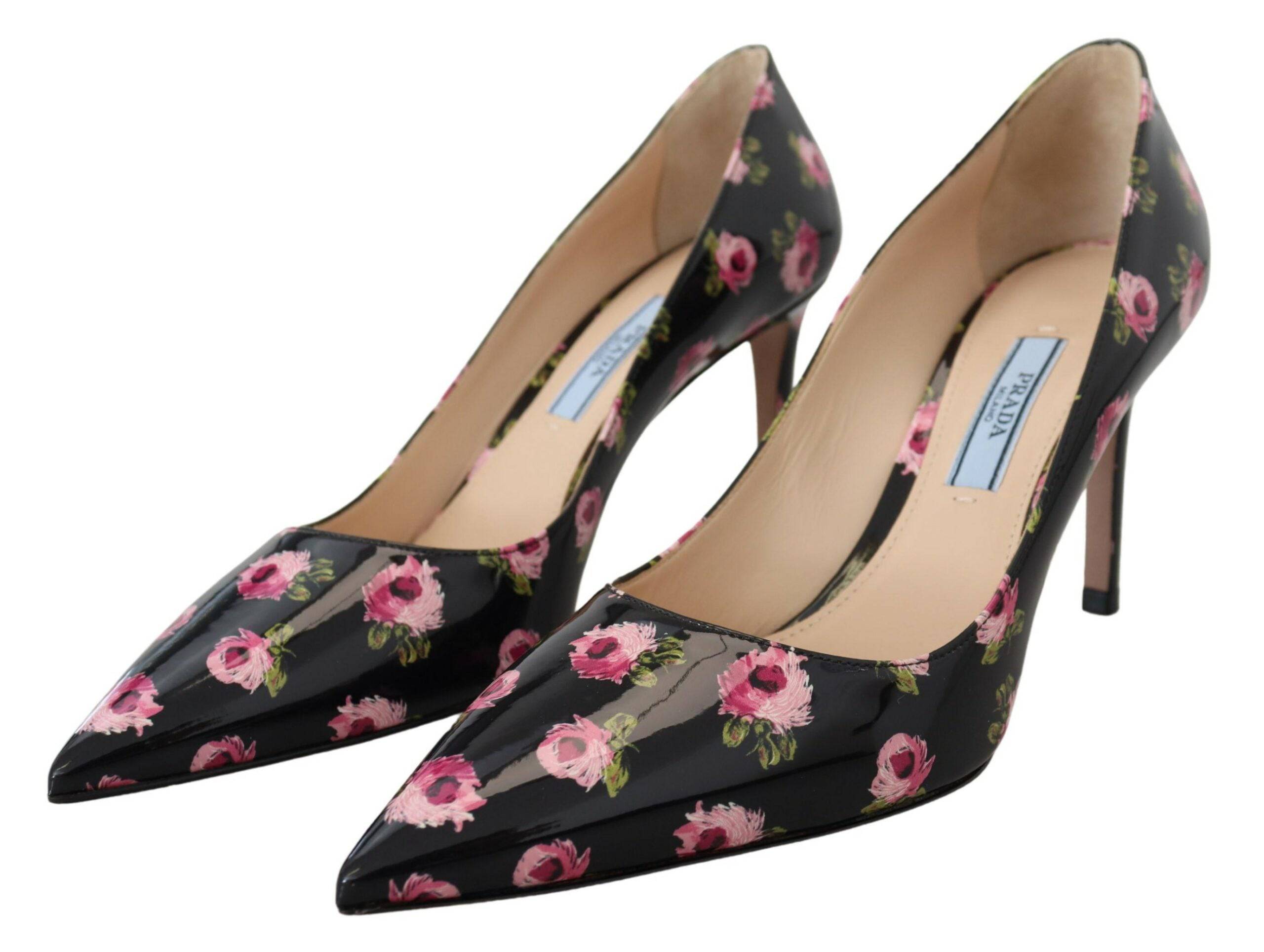 Prada Elegant Floral Print Leather Pumps - ACCEXO
