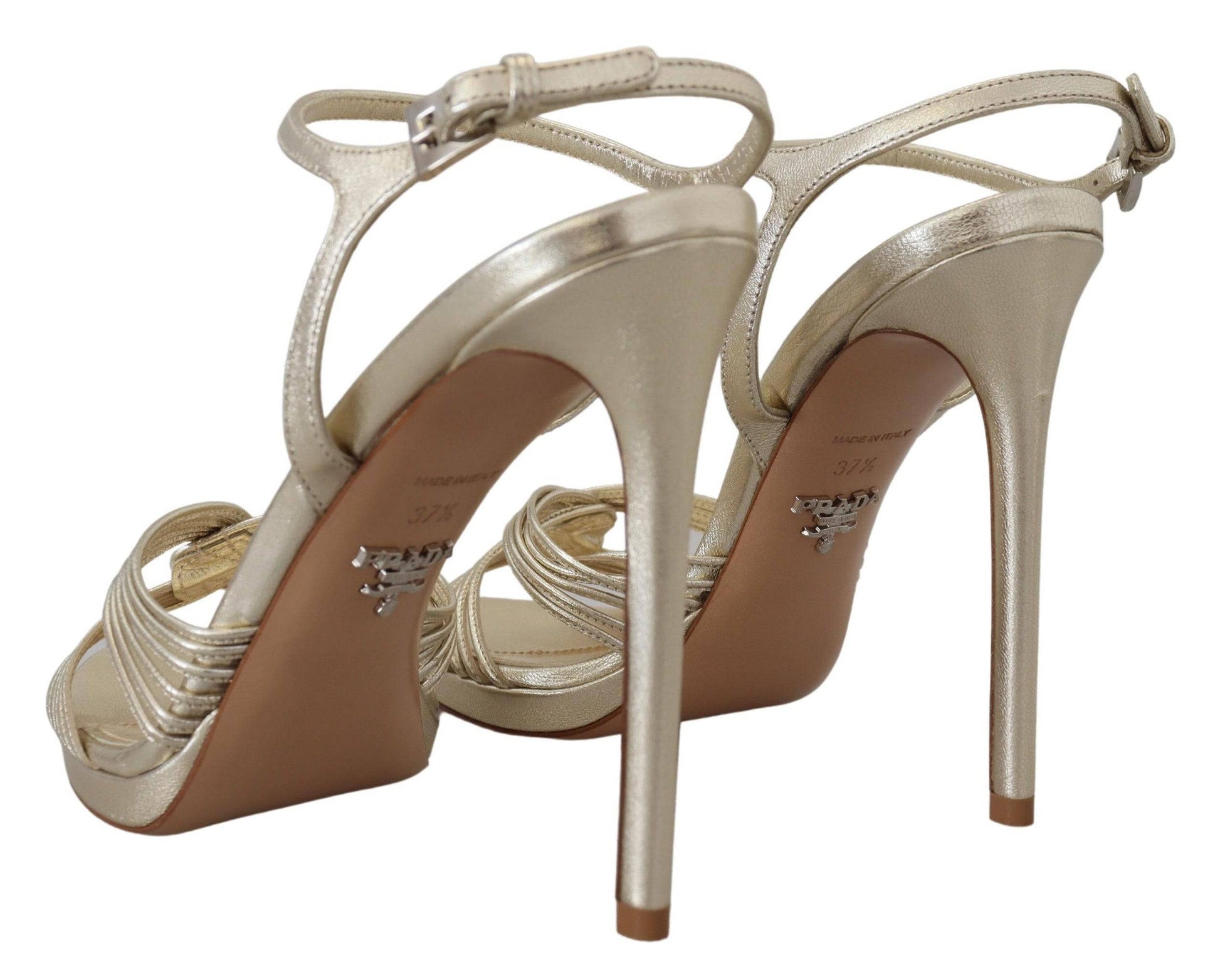 Prada Elegant Gold Stiletto Heel Sandals - ACCEXO