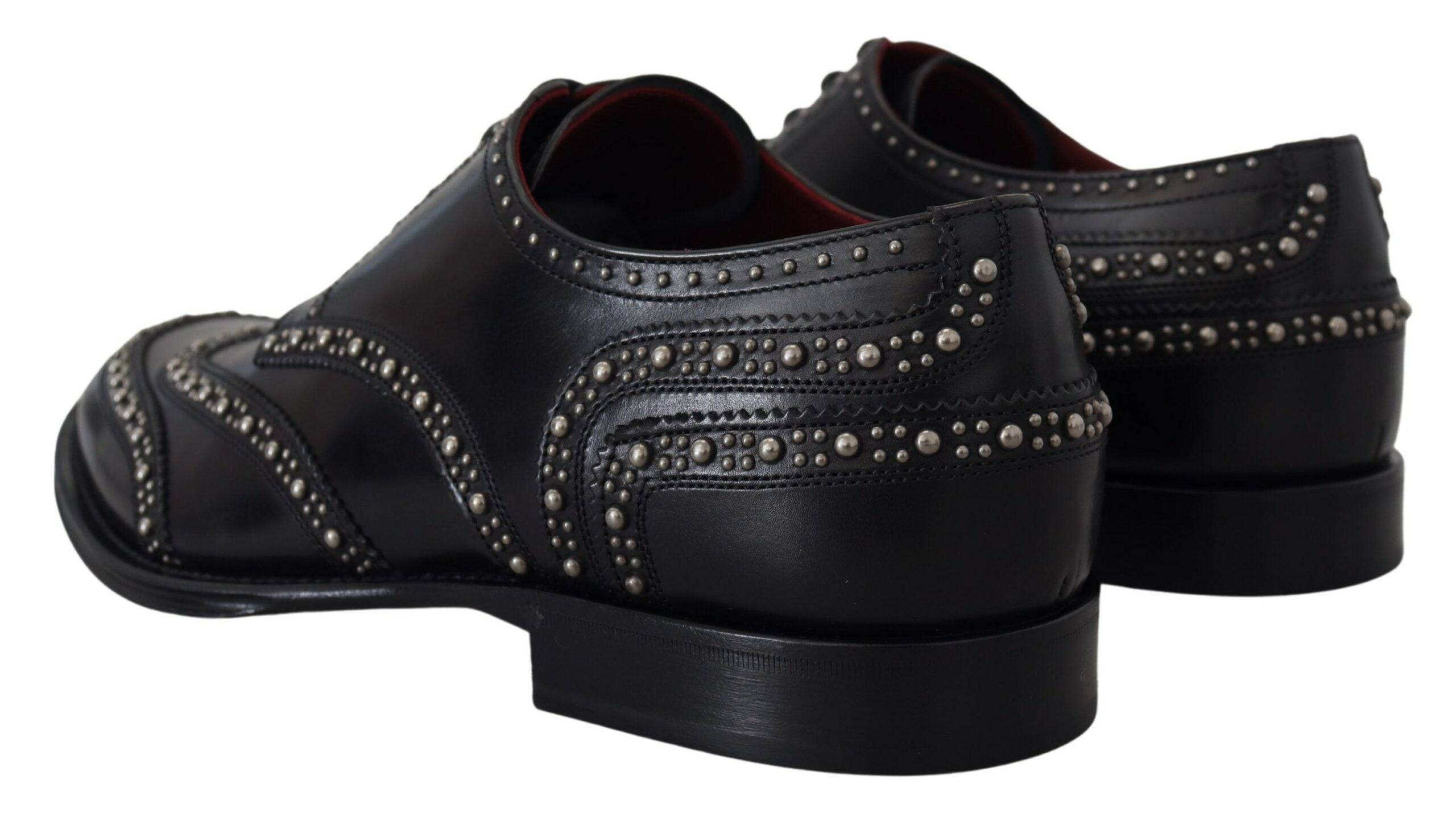 Dolce & Gabbana Elegant Studded Black Derby Shoes - ACCEXO