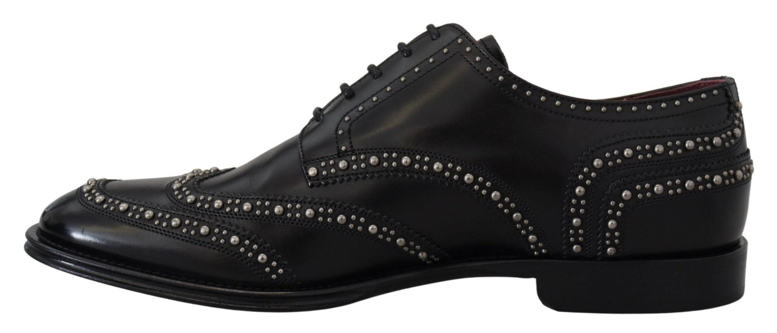 Dolce & Gabbana Elegant Studded Black Derby Shoes - ACCEXO
