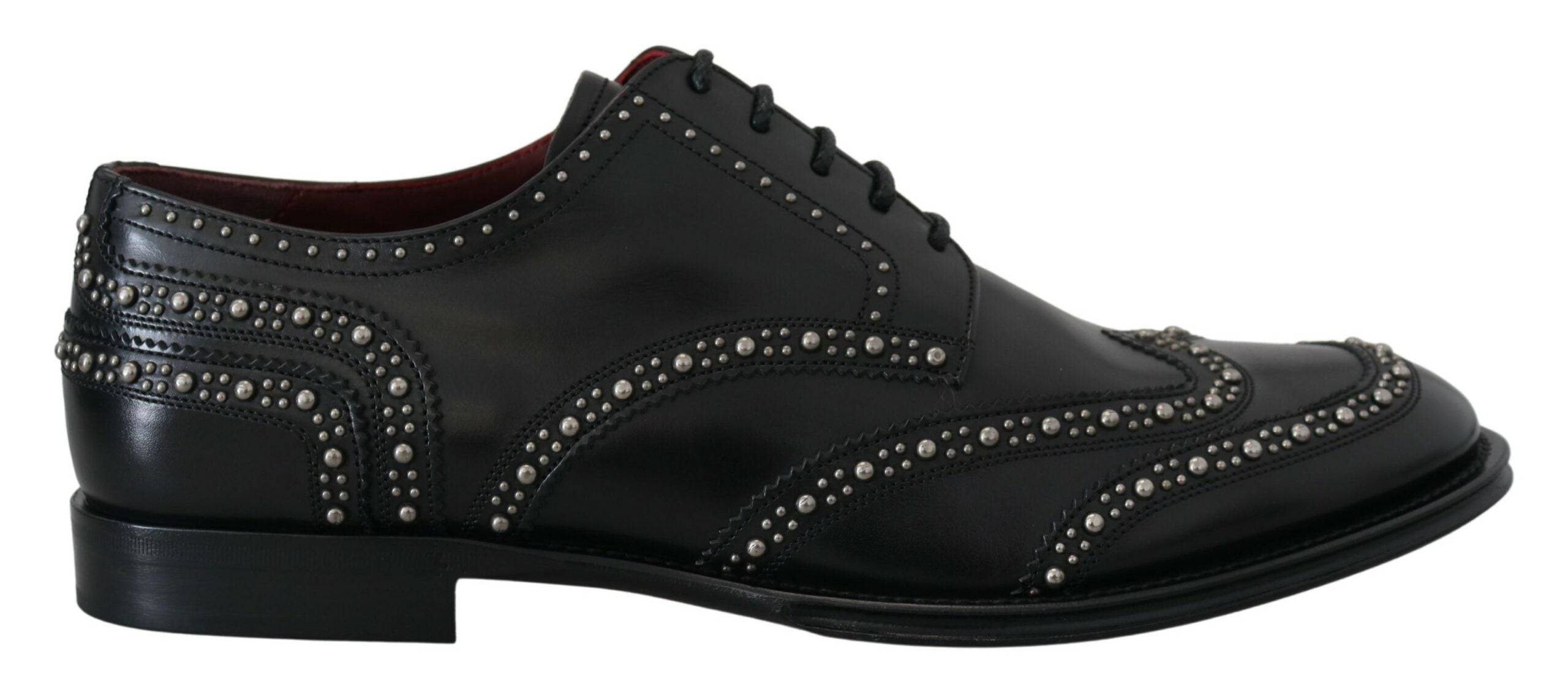 Dolce & Gabbana Elegant Studded Black Derby Shoes - ACCEXO