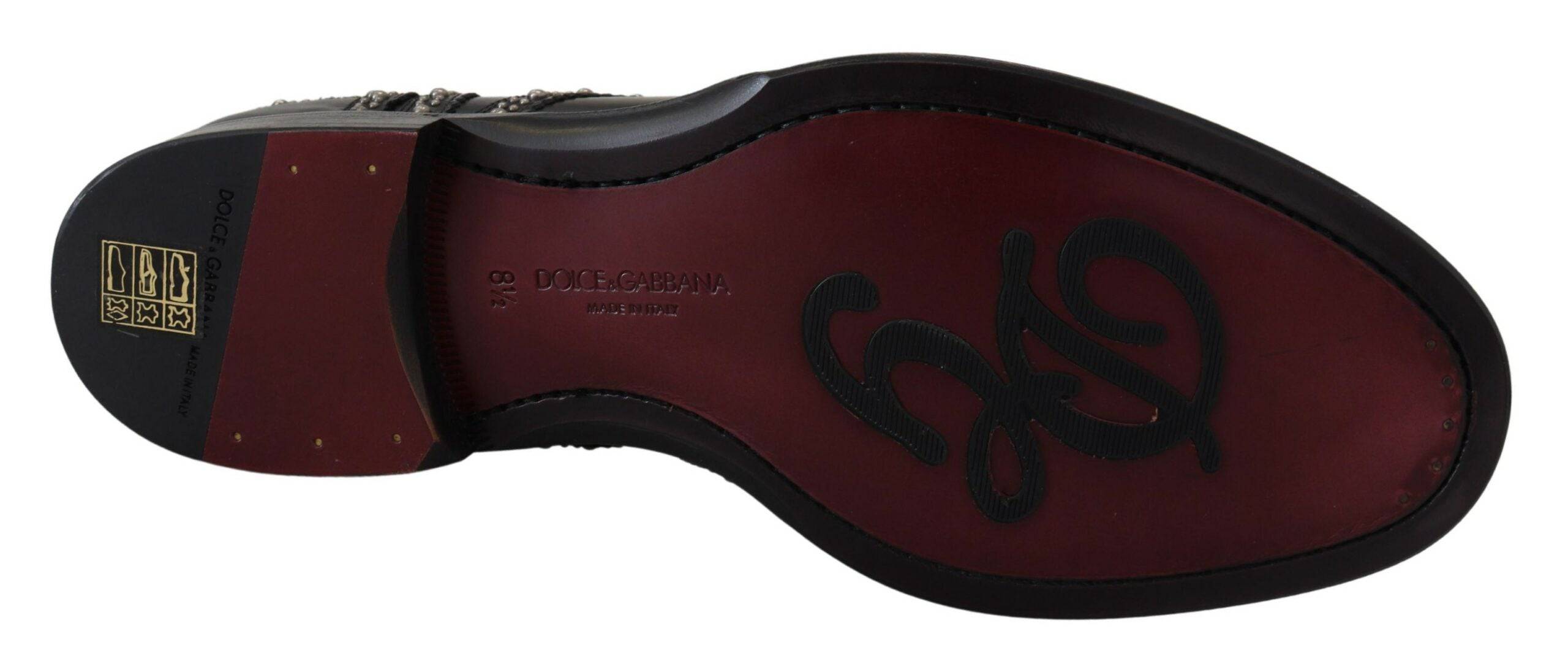 Dolce & Gabbana Elegant Studded Black Derby Shoes - ACCEXO