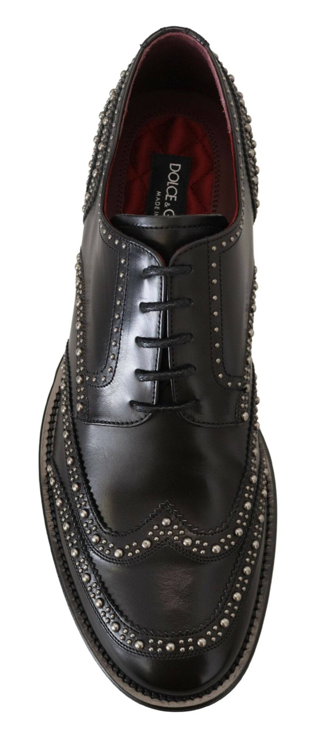 Dolce & Gabbana Elegant Studded Black Derby Shoes - ACCEXO
