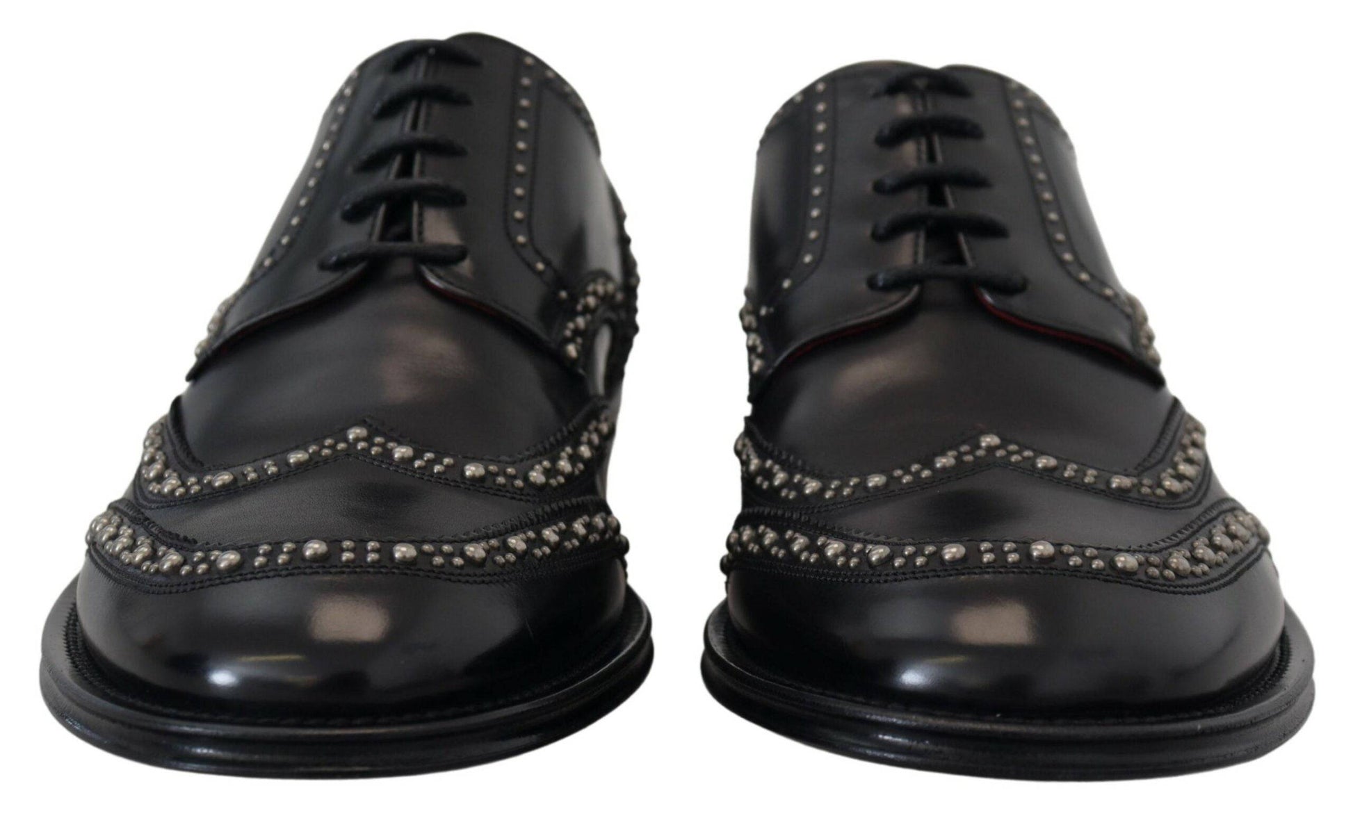 Dolce & Gabbana Elegant Studded Black Derby Shoes - ACCEXO