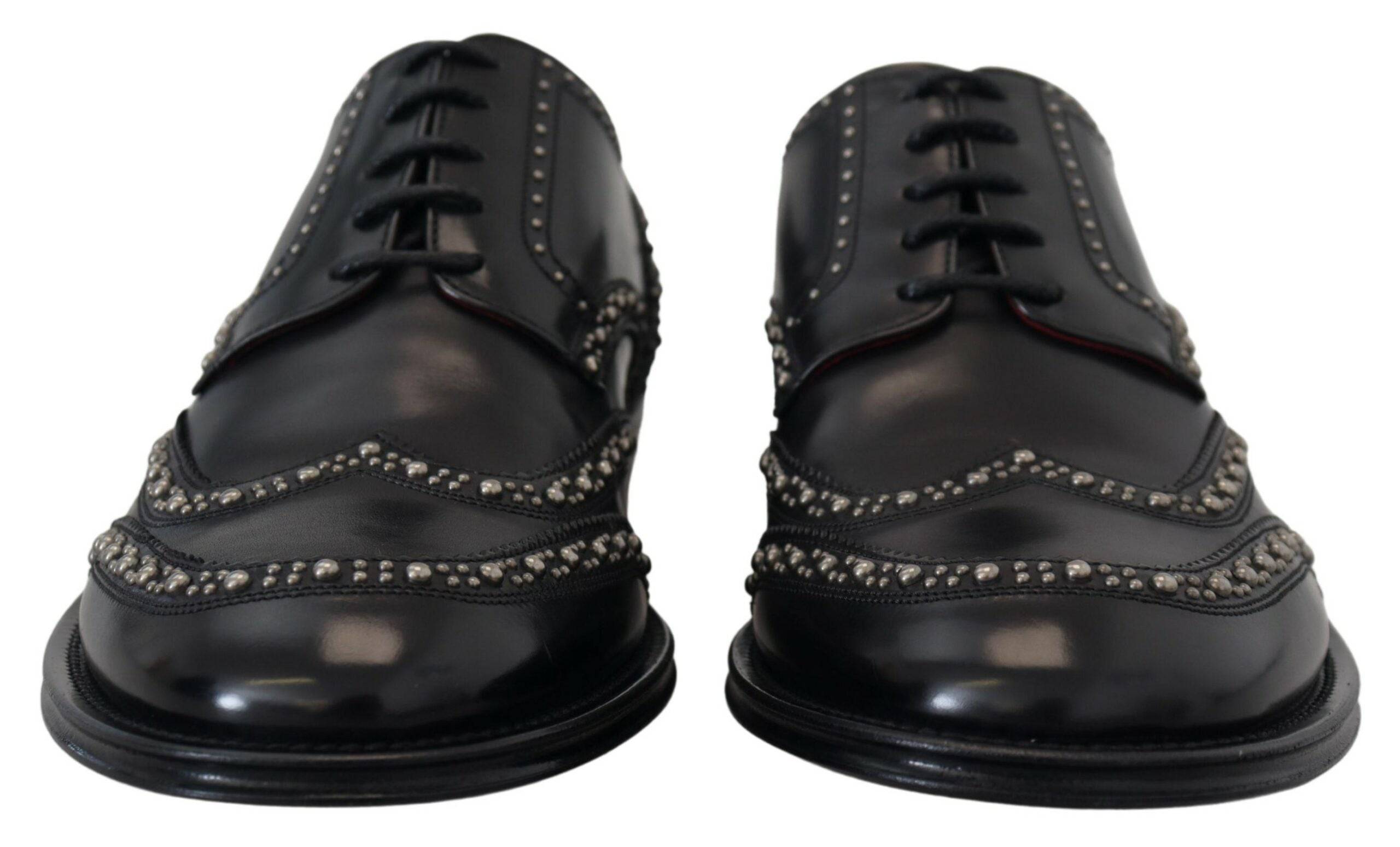 Dolce & Gabbana Elegant Studded Black Derby Shoes - ACCEXO