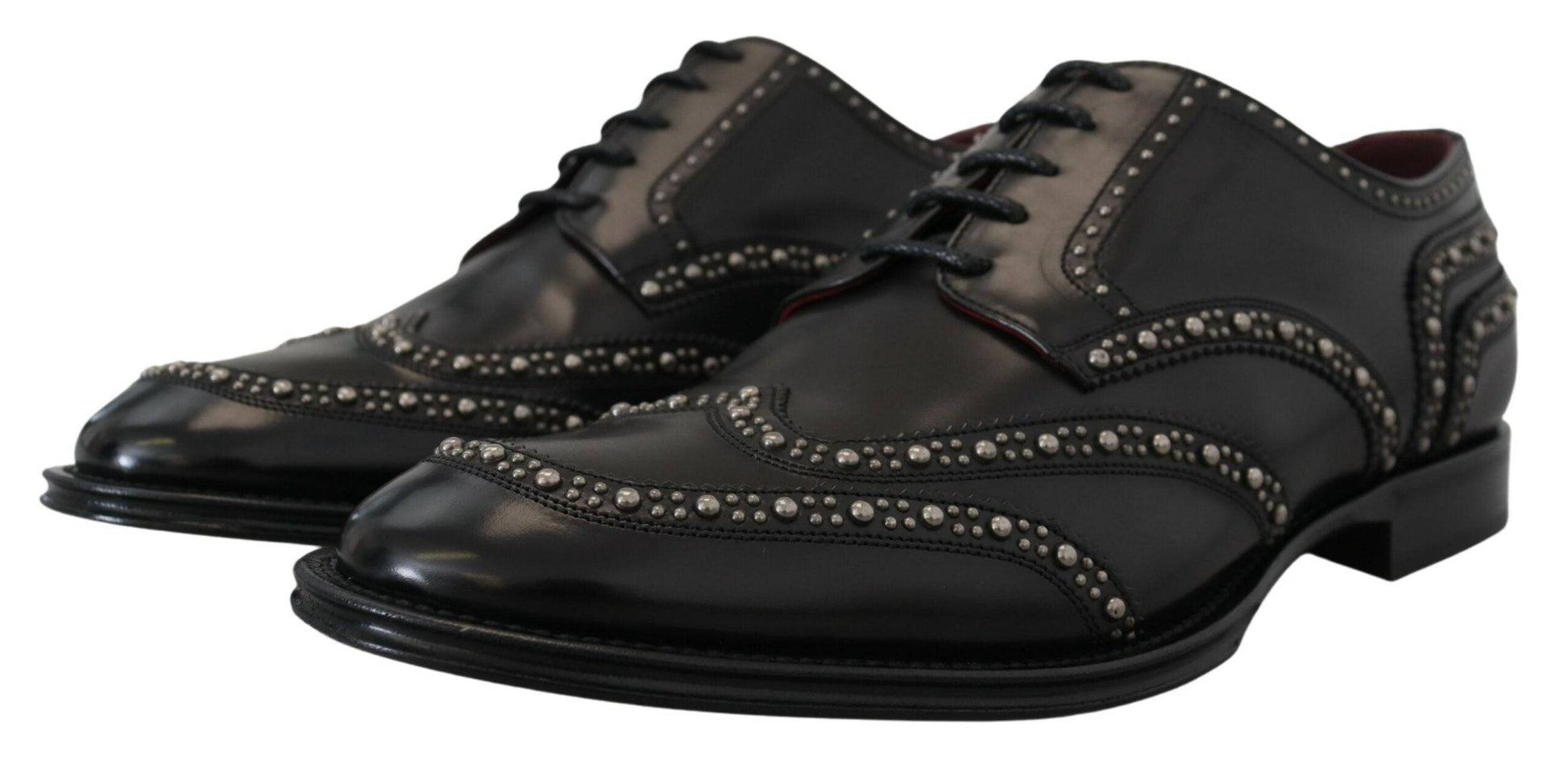 Dolce & Gabbana Elegant Studded Black Derby Shoes - ACCEXO