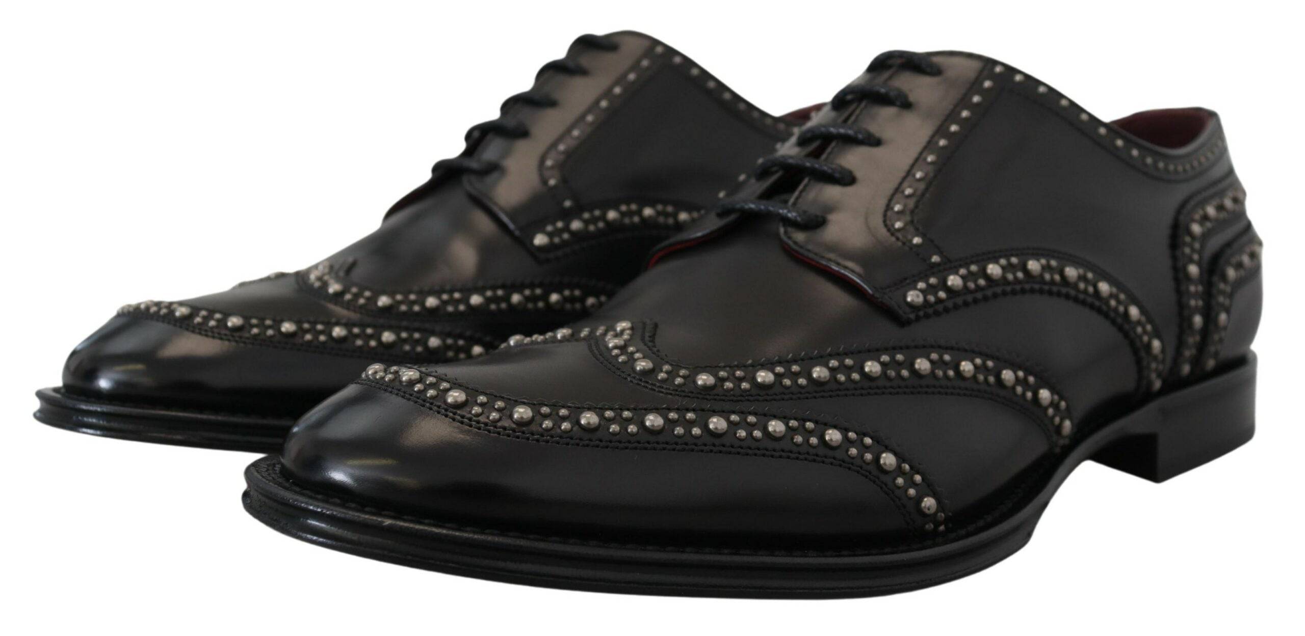 Dolce & Gabbana Elegant Studded Black Derby Shoes - ACCEXO