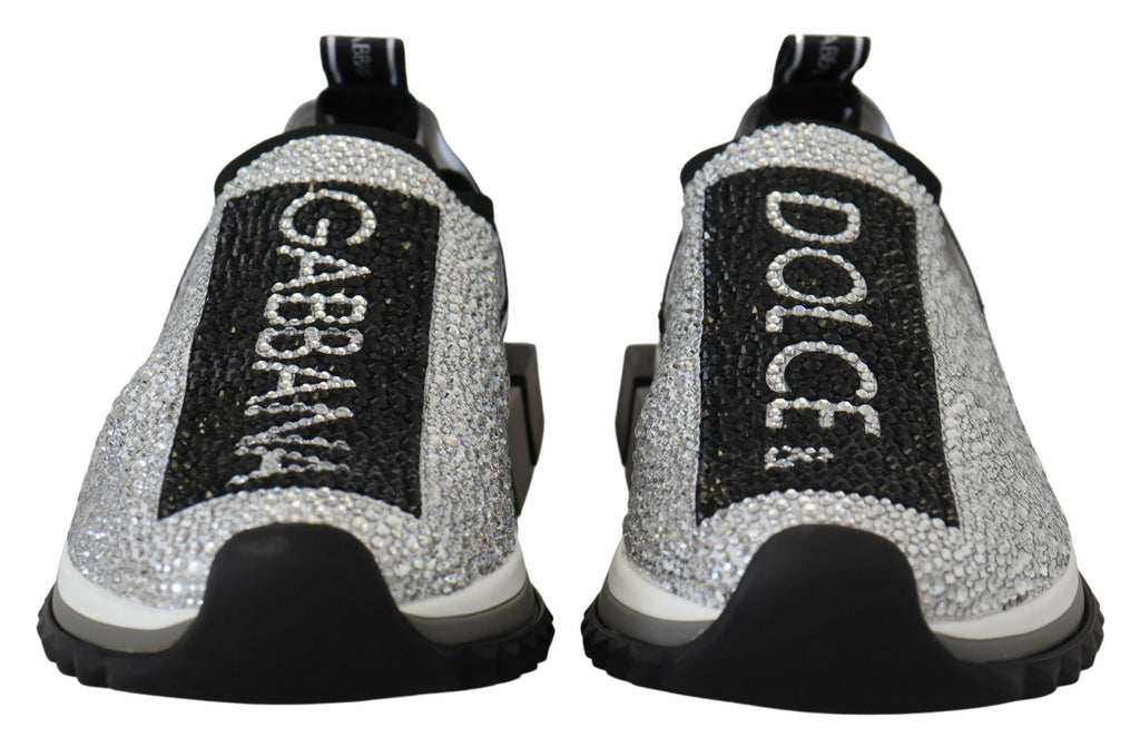Dolce & Gabbana Sparkling Silver Rhinestone Sneakers - ACCEXO