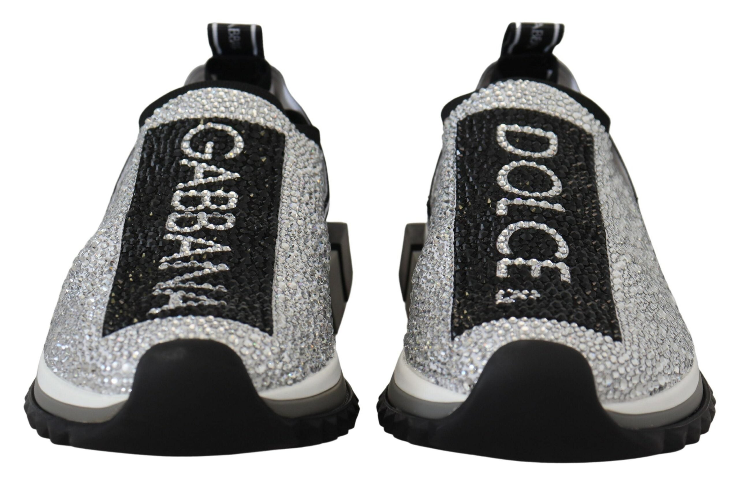 Dolce & Gabbana Sparkling Silver Rhinestone Sneakers - ACCEXO