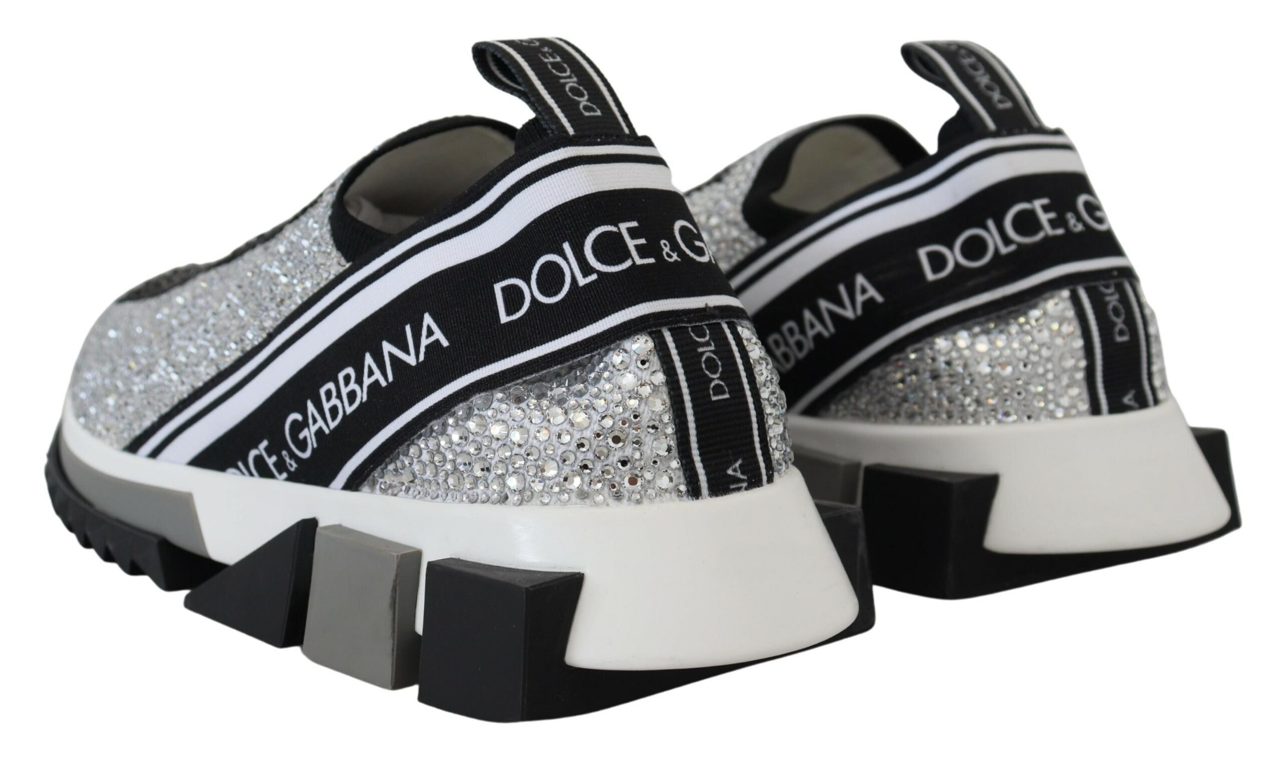 Dolce & Gabbana Sparkling Silver Rhinestone Sneakers - ACCEXO