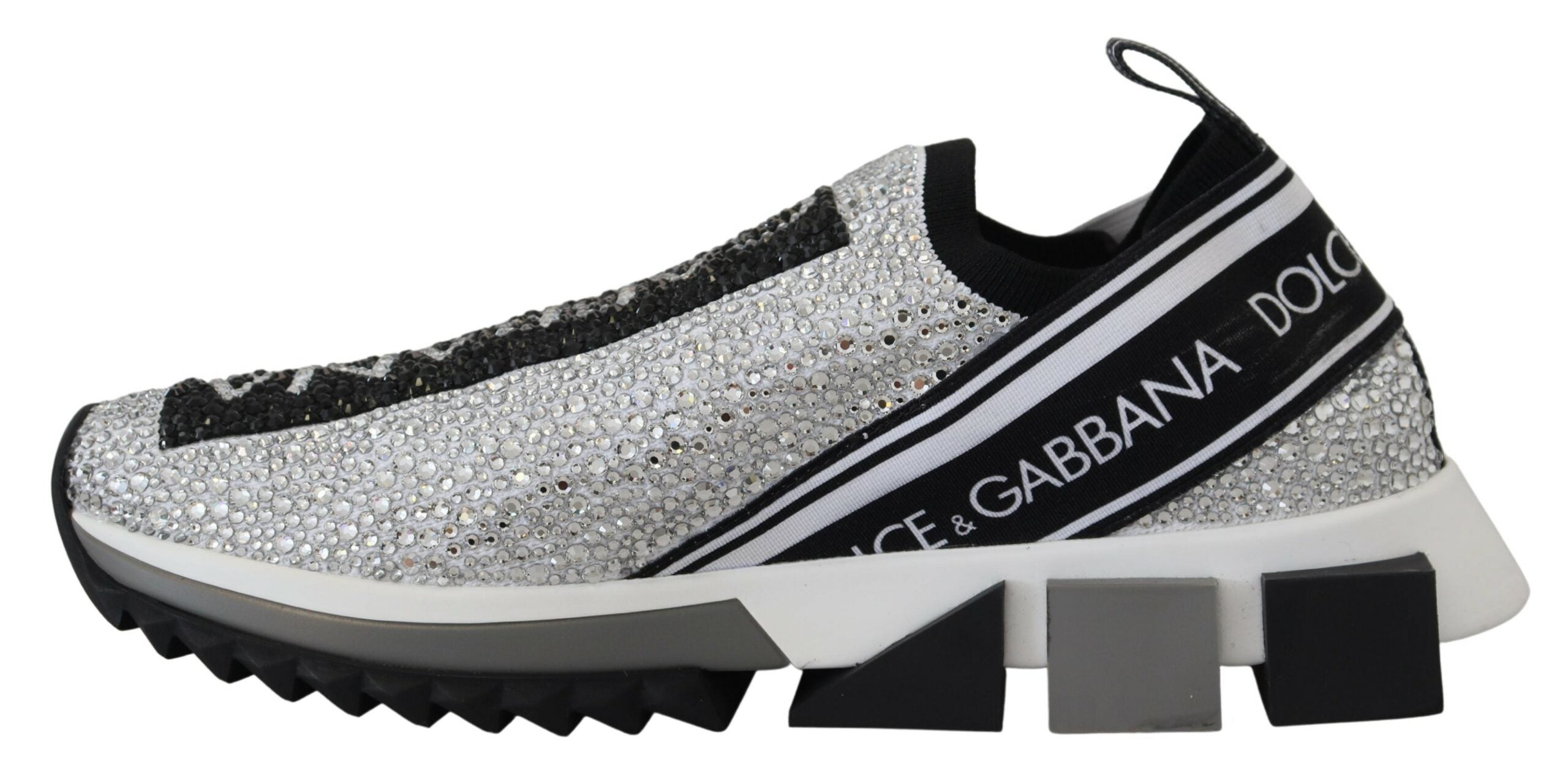 Dolce & Gabbana Sparkling Silver Rhinestone Sneakers - ACCEXO