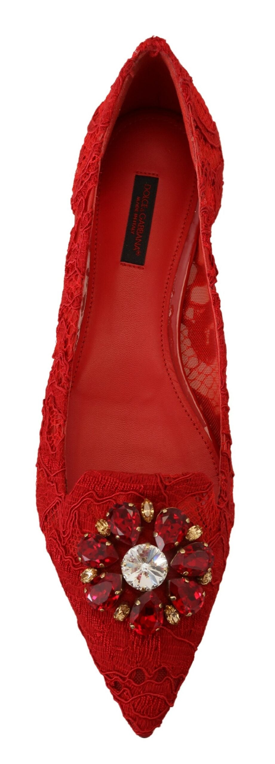 Dolce & Gabbana Red Crystal-Embellished Flats - ACCEXO