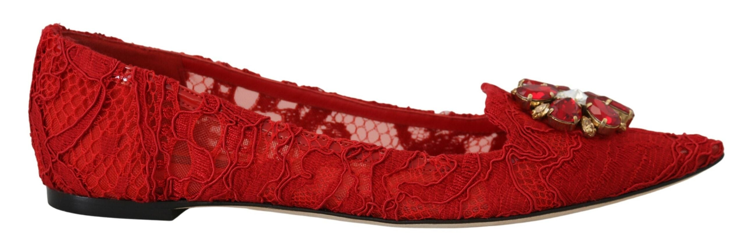 Dolce & Gabbana Red Crystal-Embellished Flats - ACCEXO Main image