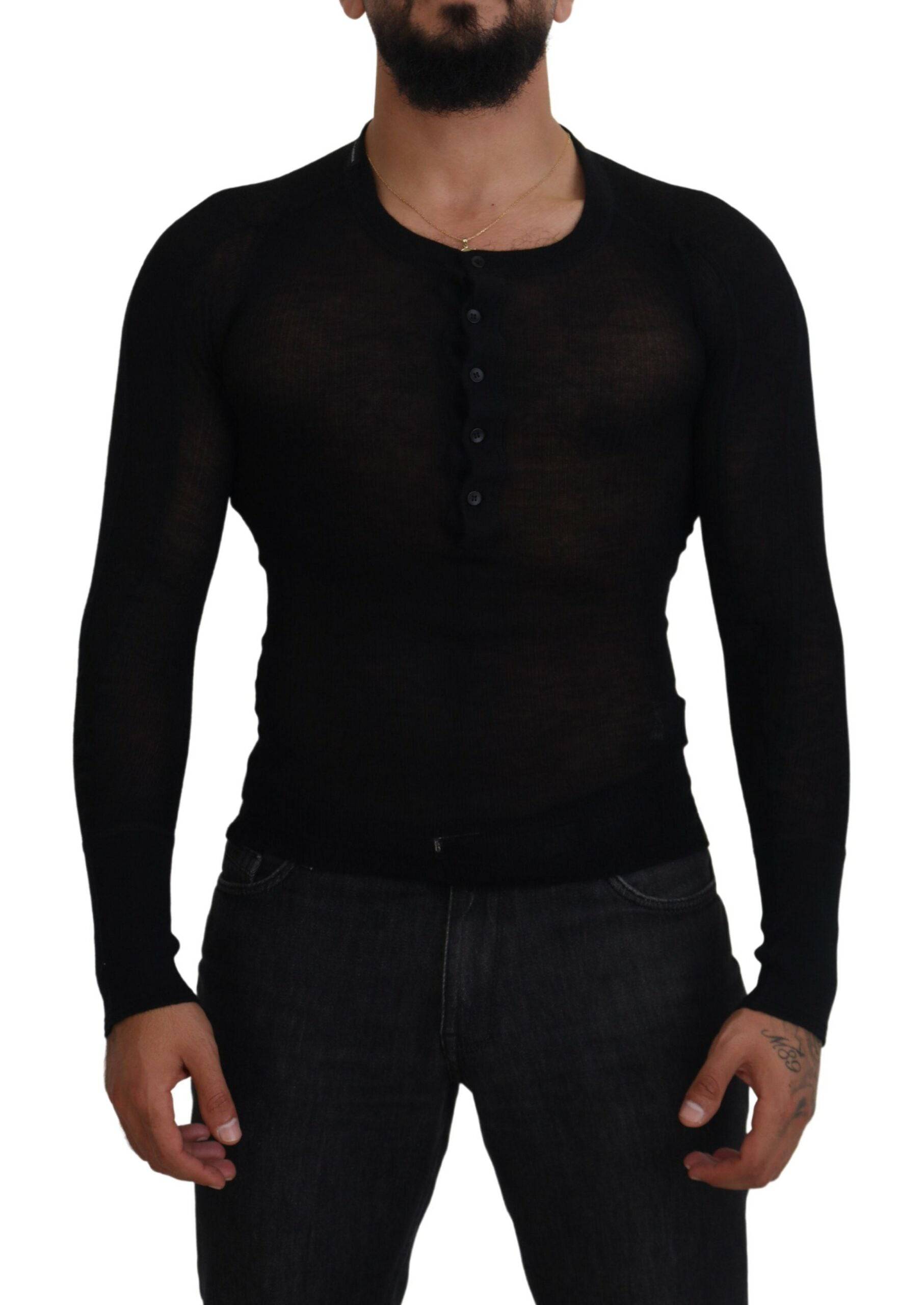 Dolce & Gabbana Elegant Black Cashmere Pullover Sweater - IT44 | XS