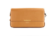 Burberry Grace Small Nutmeg Smooth Leather Flap Crossbody Clutch Handbag Purse - ACCEXO
