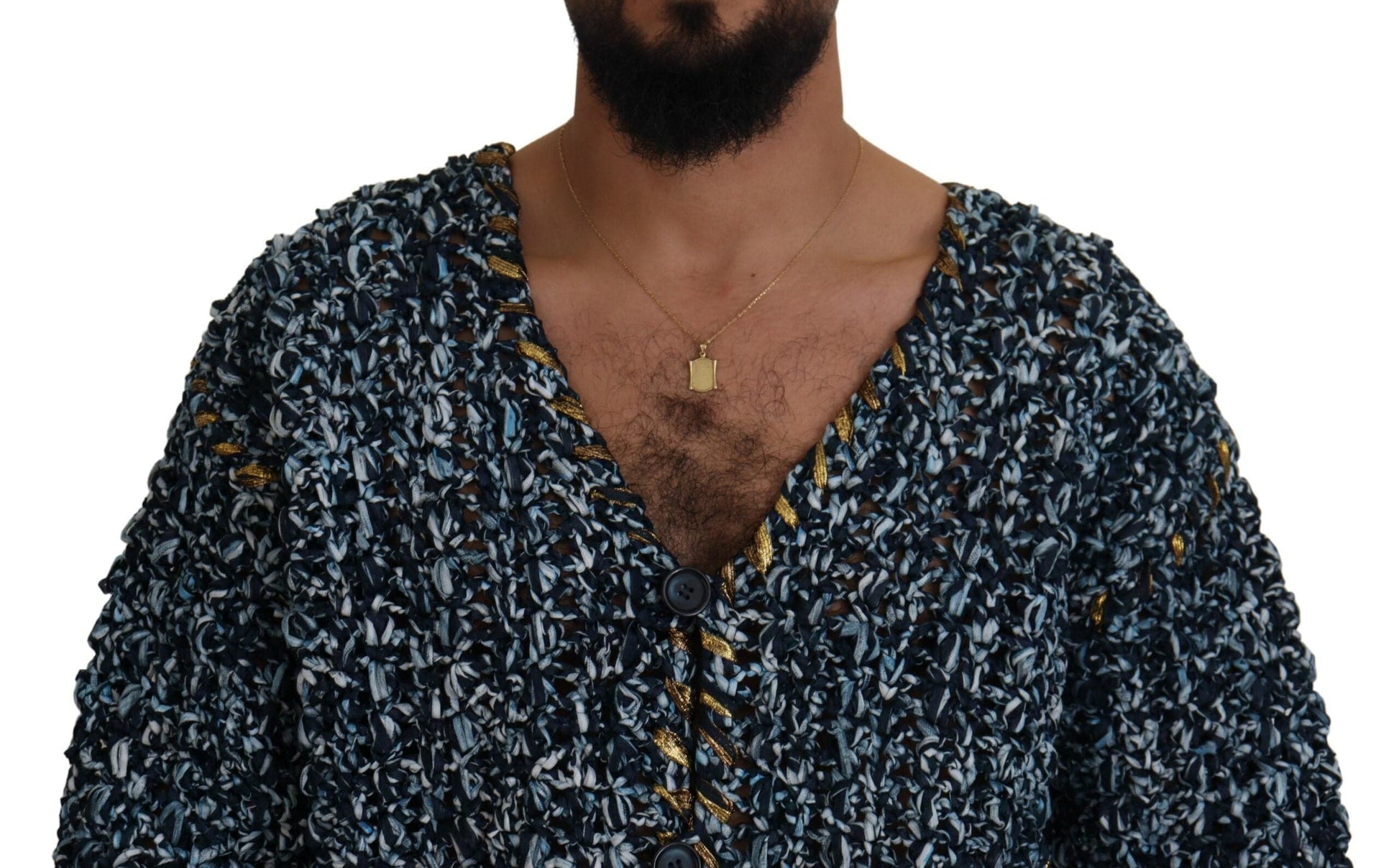 Dolce & Gabbana Elegant Blue V-Neck Cardigan Sweater - ACCEXO