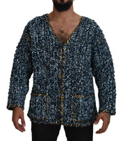 Dolce & Gabbana Elegant Blue V-Neck Cardigan Sweater - ACCEXO