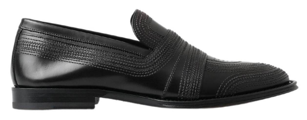 Dolce & Gabbana Elegant Black Leather Slipper Loafers - ACCEXO