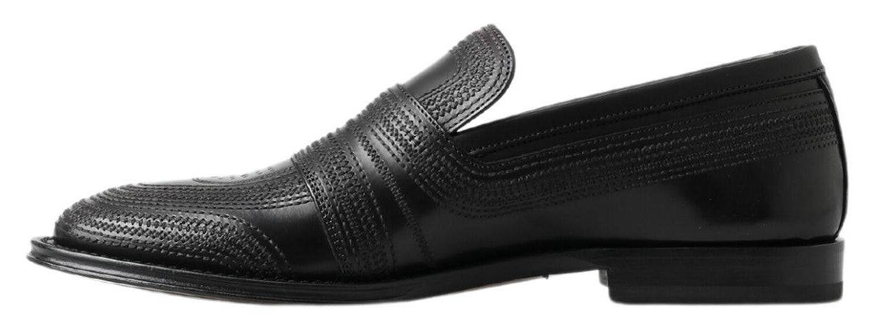Dolce & Gabbana Elegant Black Leather Slipper Loafers - ACCEXO