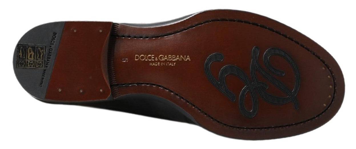 Dolce & Gabbana Elegant Black Leather Slipper Loafers - ACCEXO