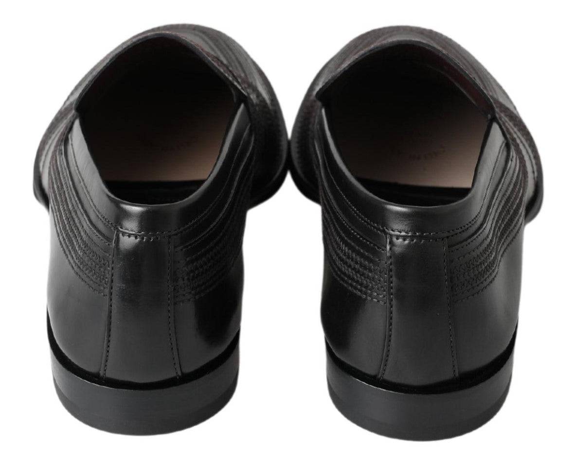 Dolce & Gabbana Elegant Black Leather Slipper Loafers - ACCEXO