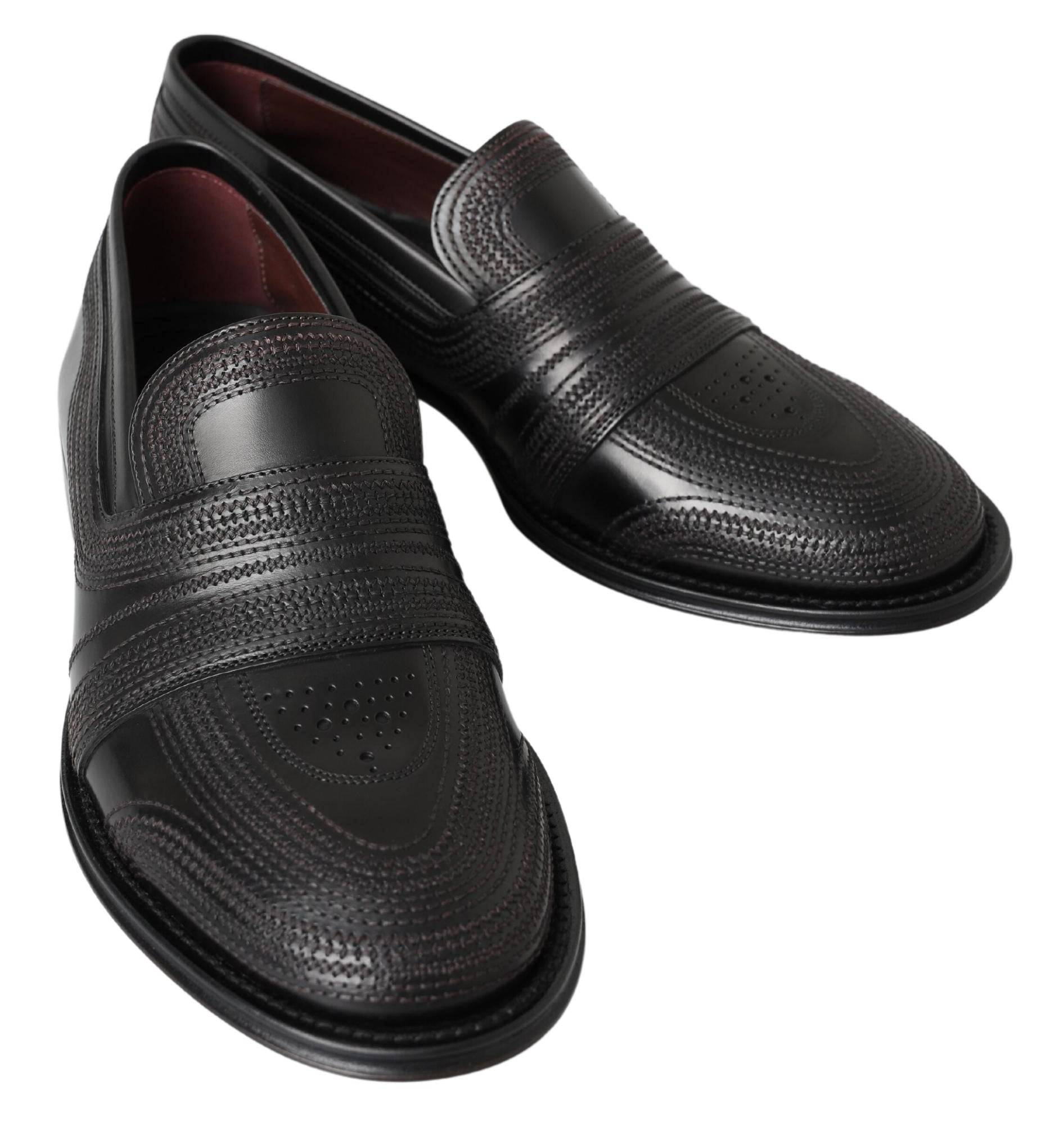 Dolce & Gabbana Elegant Black Leather Slipper Loafers - ACCEXO