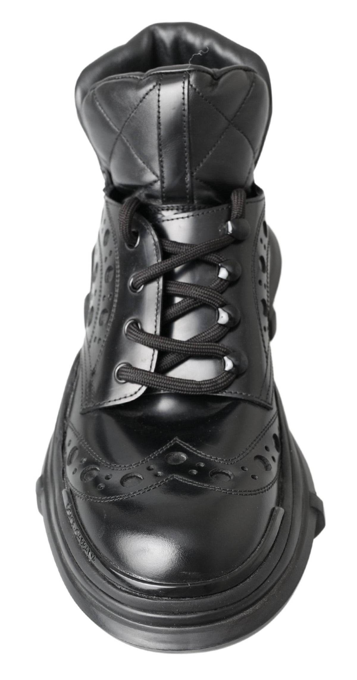 Dolce & Gabbana Elegant Black Leather Ankle Boots - ACCEXO