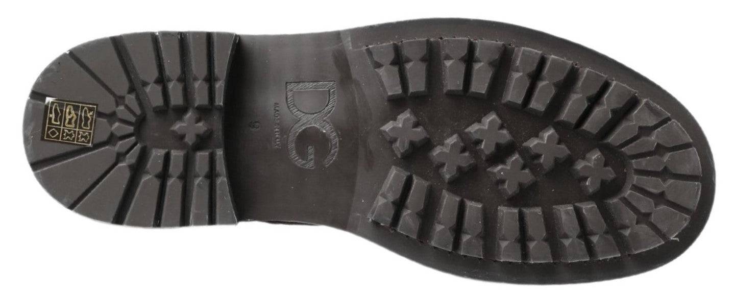 Dolce & Gabbana Chic Black Lace-Up Boots with Gray White Fade - ACCEXO