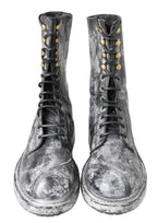 Dolce & Gabbana Chic Black Lace-Up Boots with Gray White Fade - ACCEXO